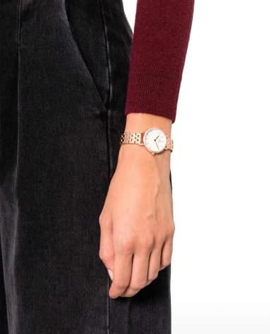 Montre Femme Daniel Wellington Petite Lumine Bezel 5-Link Melrose DW00100666 cadran blanc vue 5