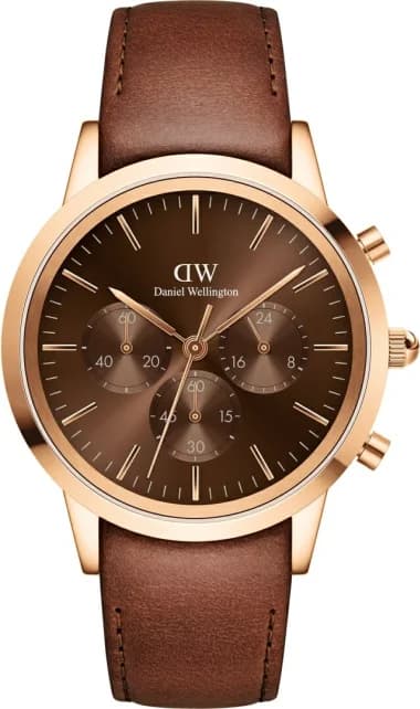 Montre Homme Daniel Wellington DW00100640 Chronographe Or Rose et Cuir Marron