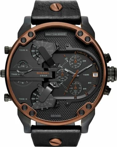 Montre Diesel DZ7400 Mr Daddy 2.0 noir bracelet cuir cadran XXL