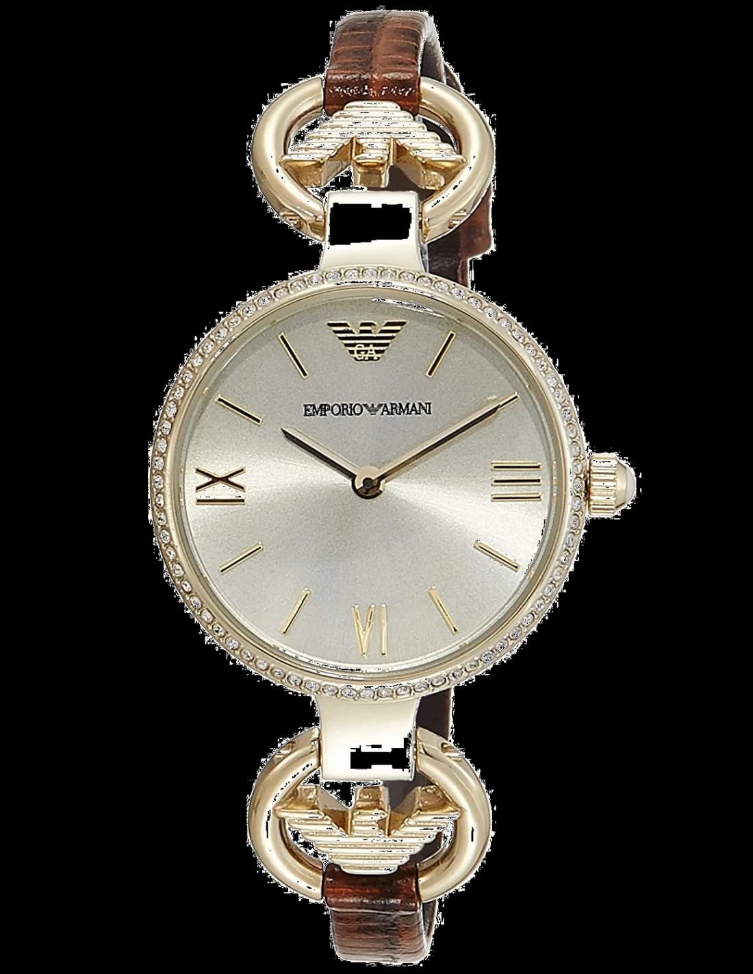 Montre Femme Armani Classic AR1885 Marron Strass vue 2