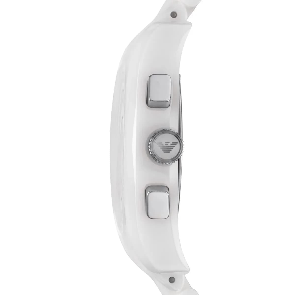 Gros plan sur le cadran blanc de la Emporio Armani AR1403