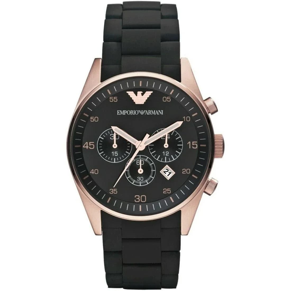 Montre Emporio Armani AR5905 Chronographe en Acier Rose Gold et Silicone