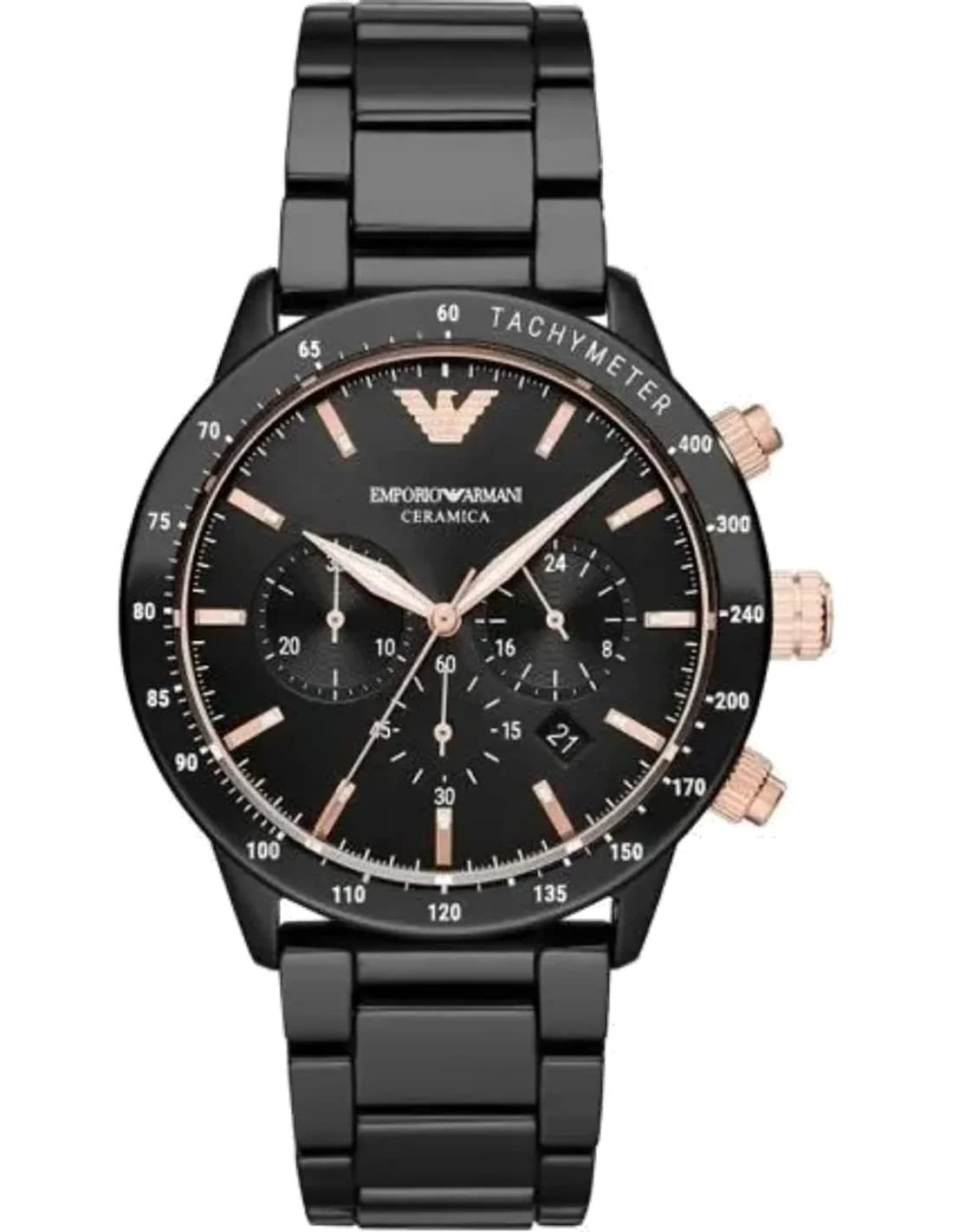 Emporio Armani AR70002 vue de côté, bracelet céramique