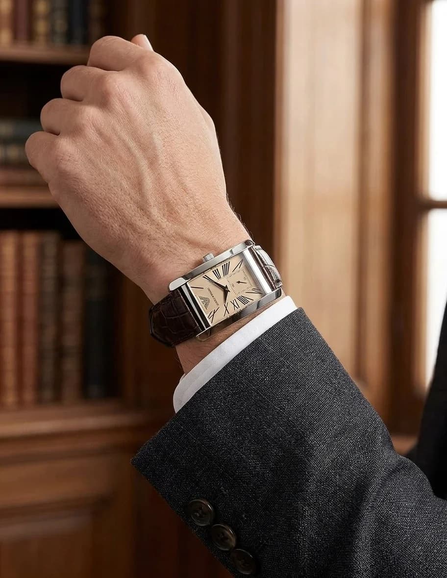 Montre Emporio Armani AR0154 homme détail bracelet cuir