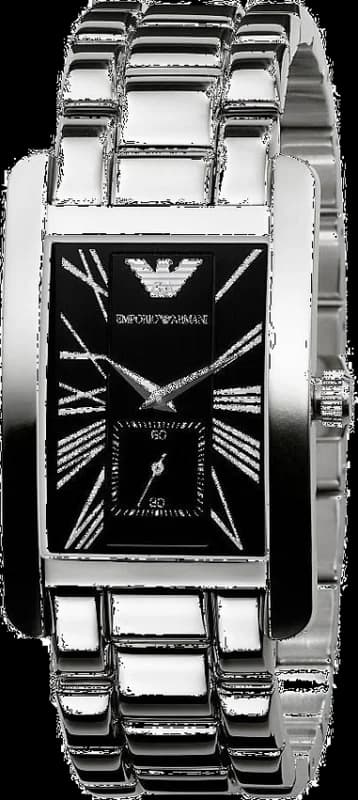 Emporio Armani AR0156 Rectangular Stainless Steel Black Dial Watch