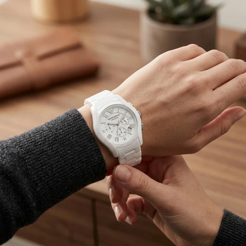 Emporio Armani AR1403 — montre homme céramique — élégance minimaliste vue 4