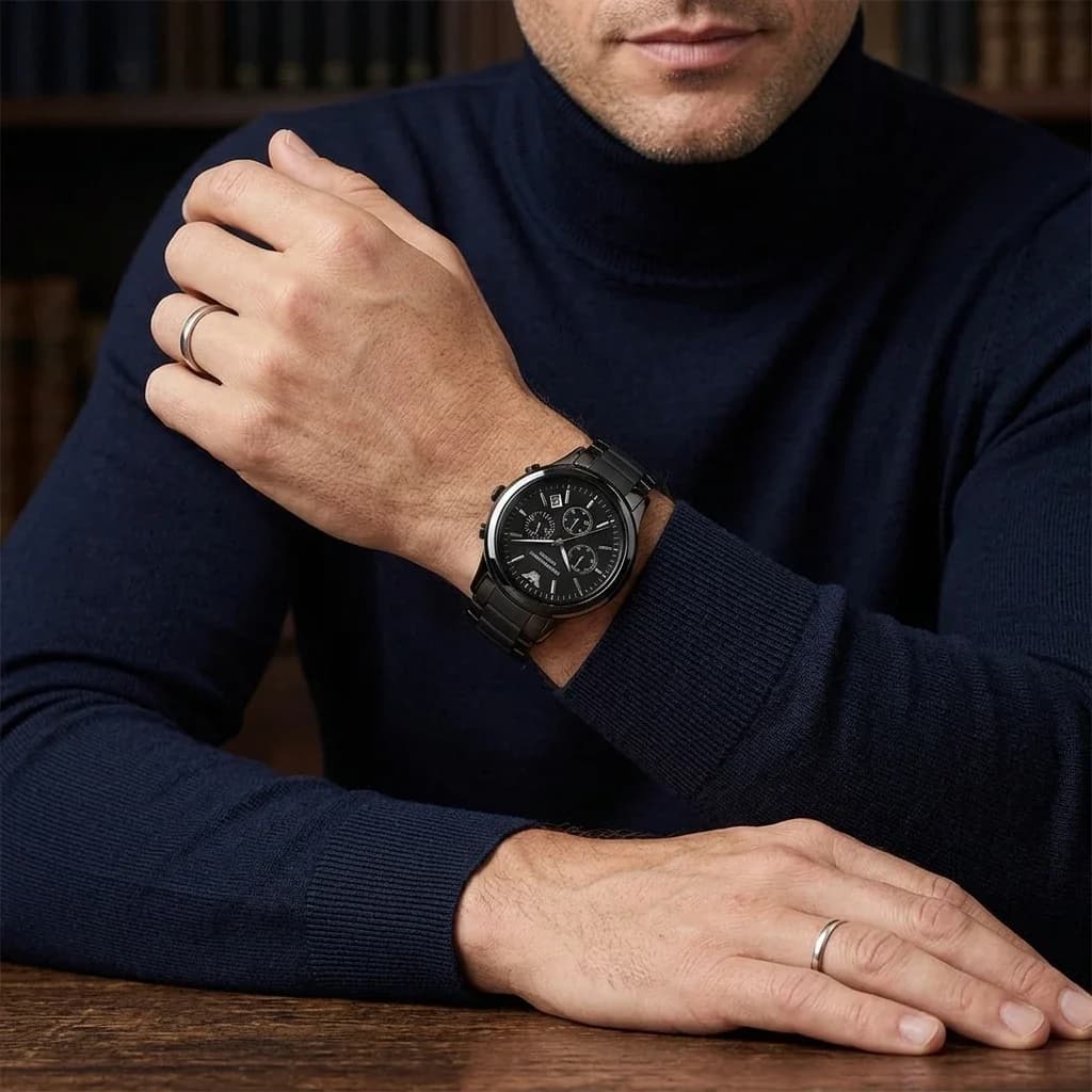 Montre Emporio Armani AR1452 Chronographe Céramique Noire Homme vue 6