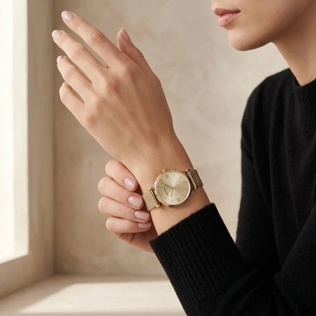 Montre Emporio Armani AR1957 maille milanaise Dorée vue 5