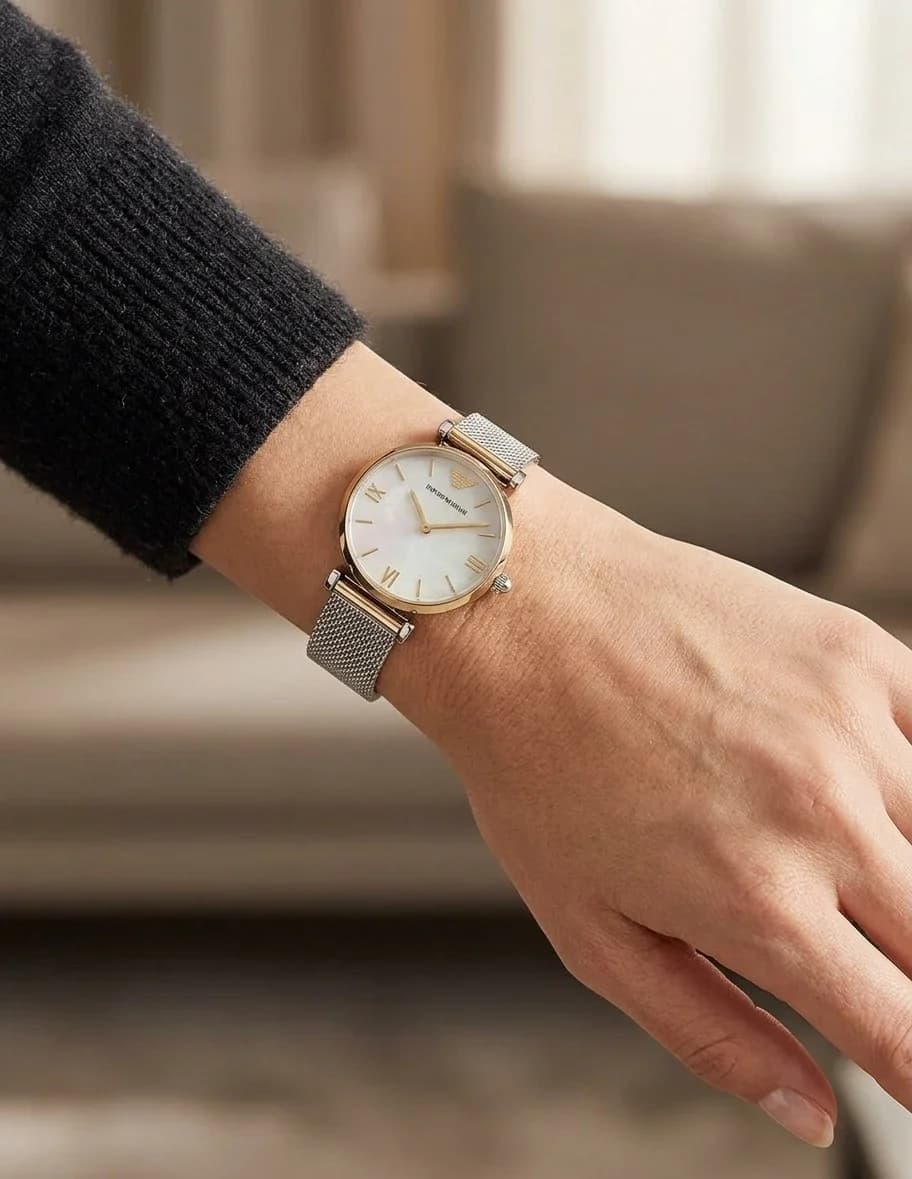 Montre Femme Emporio Armani AR2068 Argentée maille milanaise vue 5