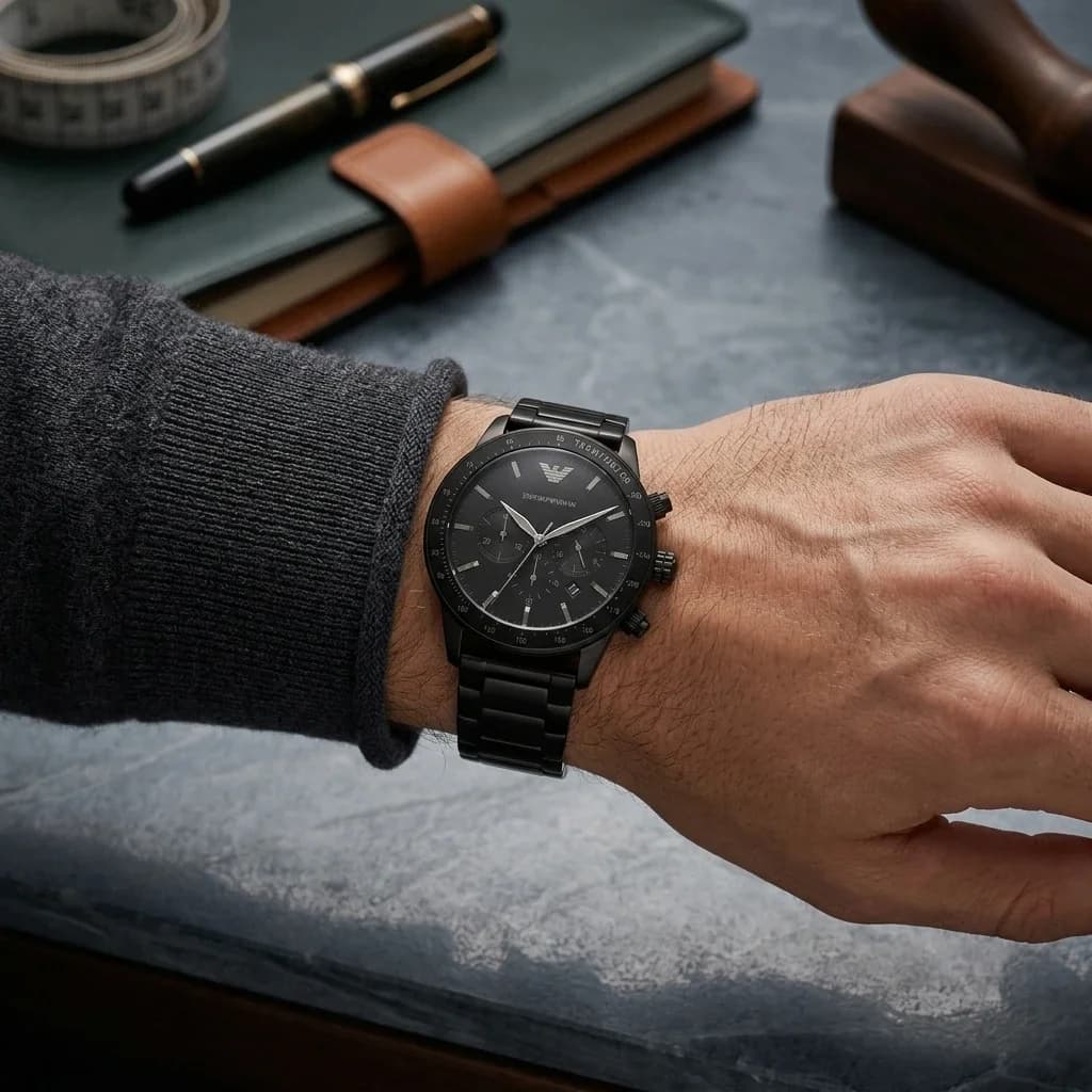 Montre Homme Emporio Armani Mario AR11242 en acier noir vue 6
