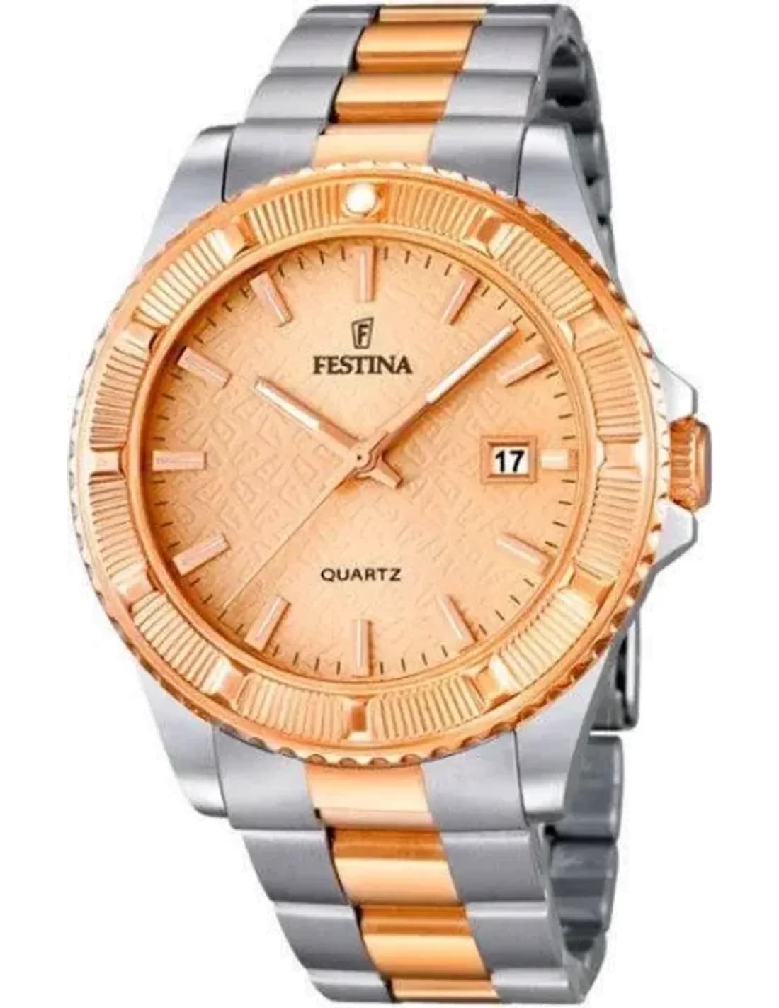 Festina F16685/2 Bicolore Silver and Rose Gold Steel Women's Watch vue 2