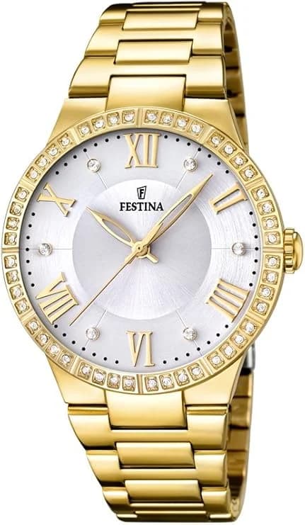 Montre Festina femme F16720/1 en acier doré et cristaux