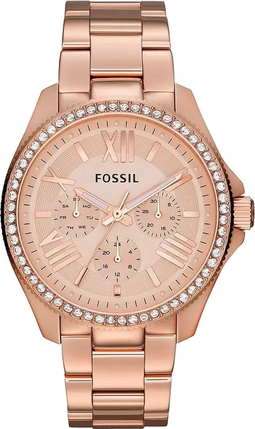 Montre Fossil AM4483 femme cadran or rose bracelet acier