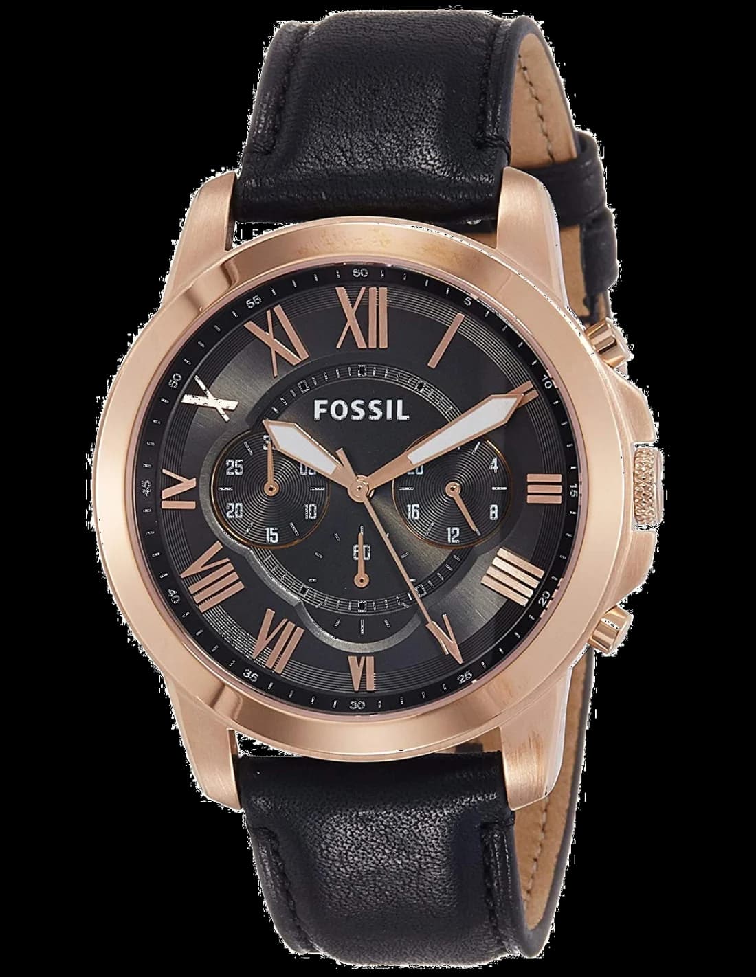 Montre Homme Fossil FS5085 Bracelet en Cuir Noir vue 2