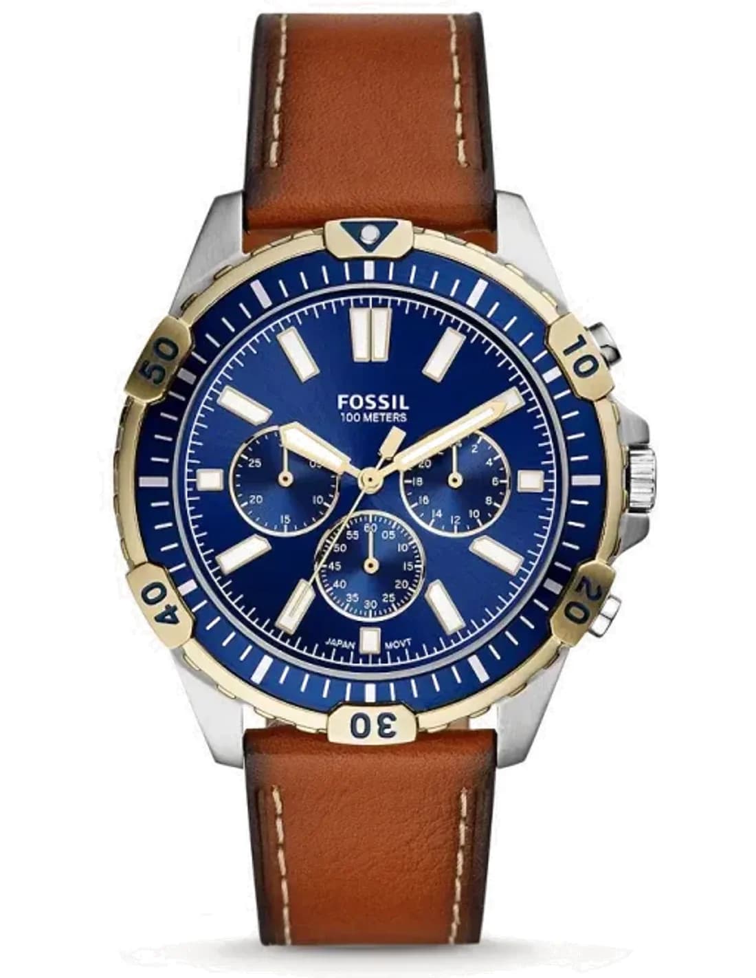 Fossil FS5625 vue de côté, bracelet cuir