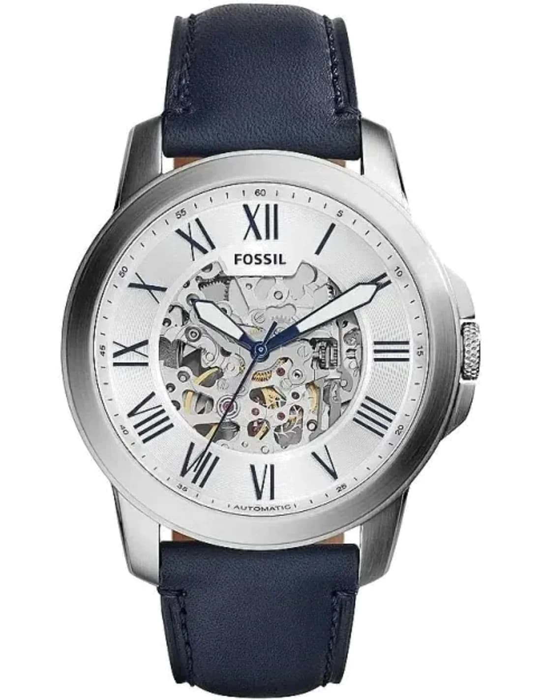 Fossil ME3111 vue de côté, bracelet cuir