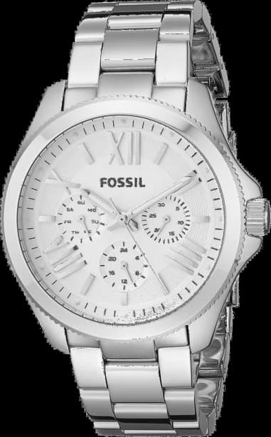 Montre Fossil AM4509 femme cadran blanc bracelet acier