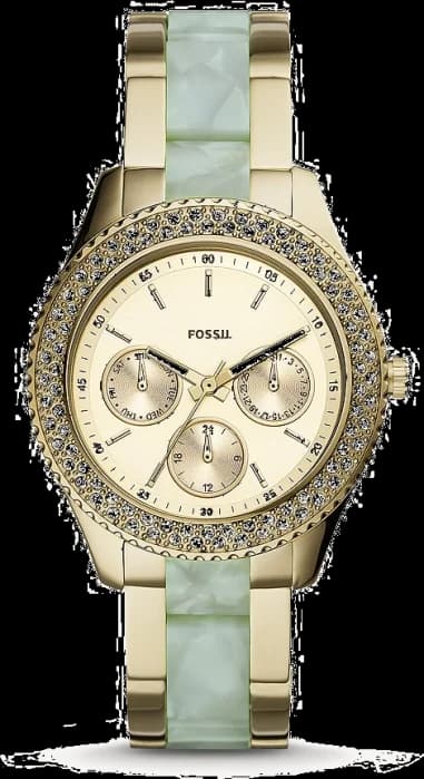 Montre femme Fossil Stella ES4757 acier inoxydable bicolore et acétate