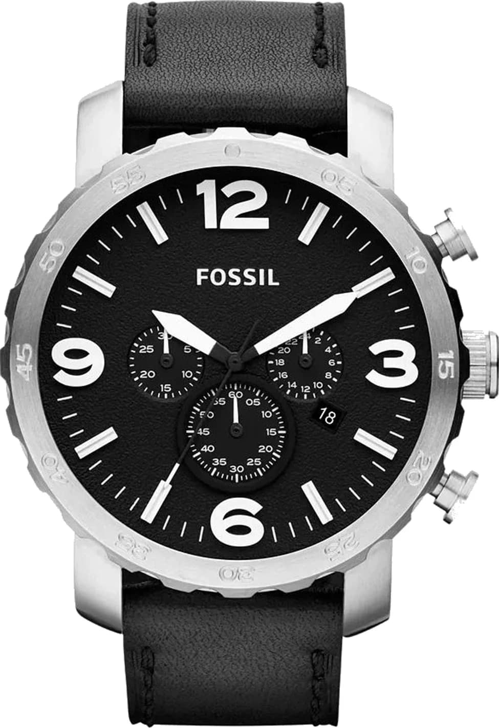 Montre Fossil JR1436 homme cadran noir bracelet cuir