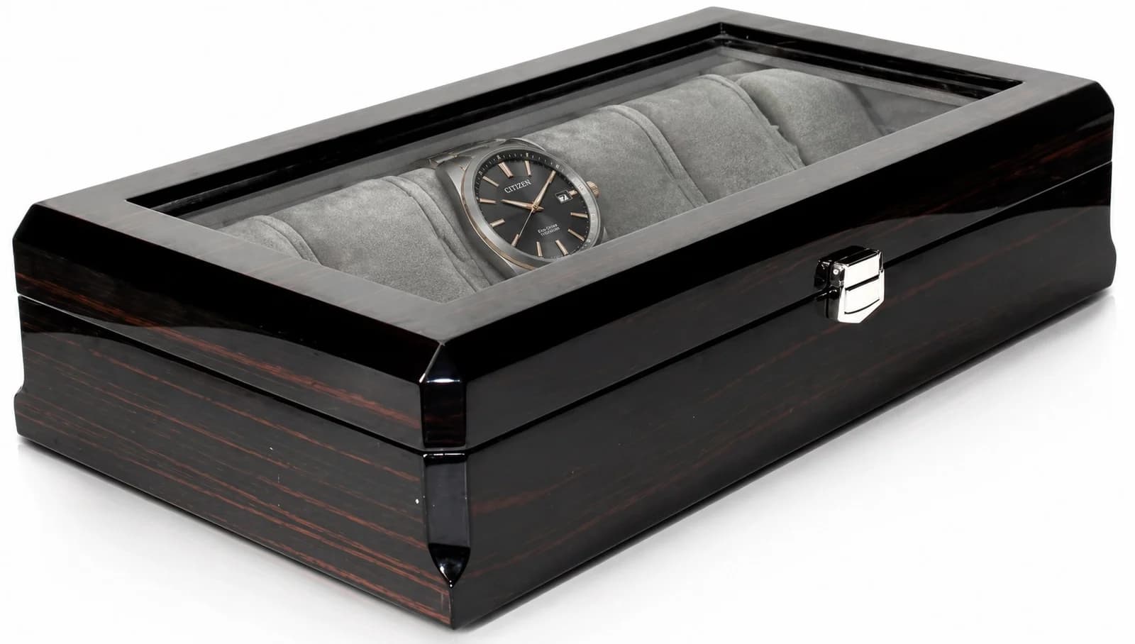 Milan Espresso Watch Box 12 Watches Solid Wood Beveled vue 2