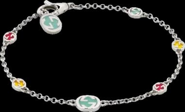 Bracelet Gucci GG Interlooking en argent 925 avec émail multicolore