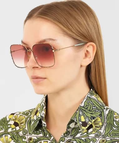 Gucci GG0443S square metal sunglasses