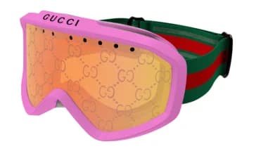 Masque de ski Gucci GG1210S rose brillant avec inscription Gucci
