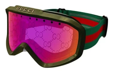 Masque de ski Gucci GG1210S vert mat avec inscription Gucci