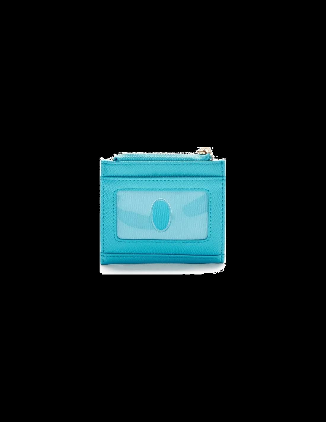 Portefeuille Guess turquoise logo plaque métal triangle vue 3