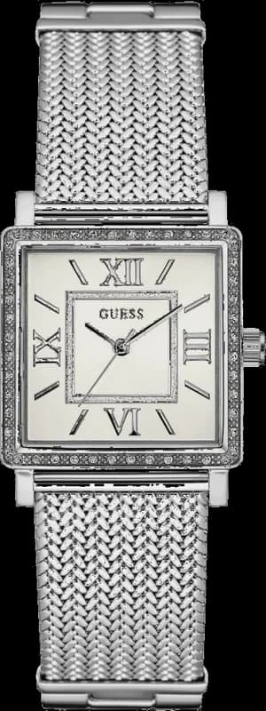 Guess Silver 36mm case W0826L1 White Square Dial Stainless Steel Mesh Bracelet Quartz women’s Watch