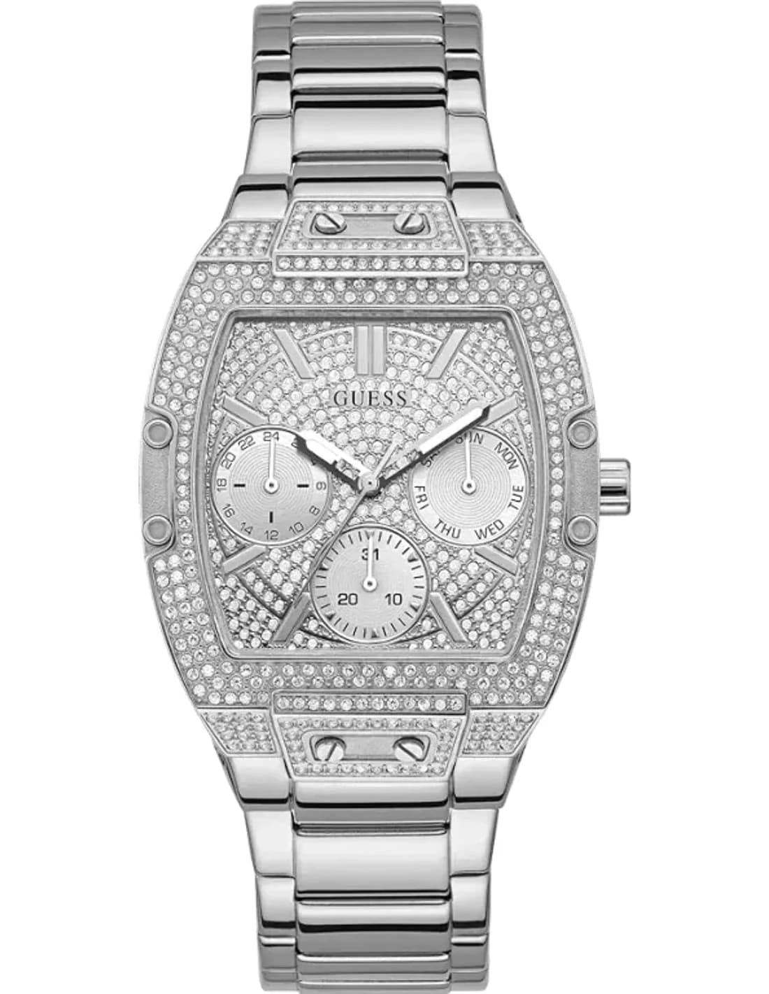 Guess GW0104L1 vue de côté, bracelet acier