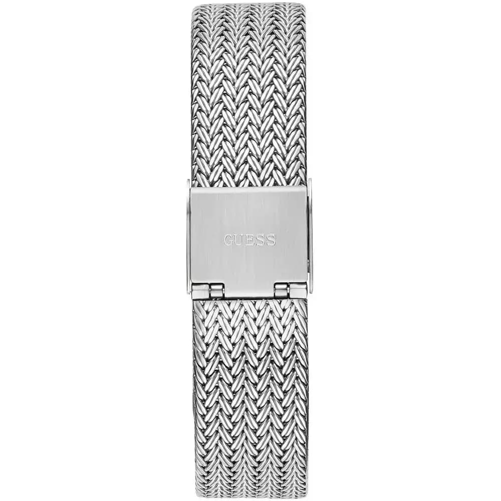 Gros plan sur le cadran argent de la Guess GW0402L1