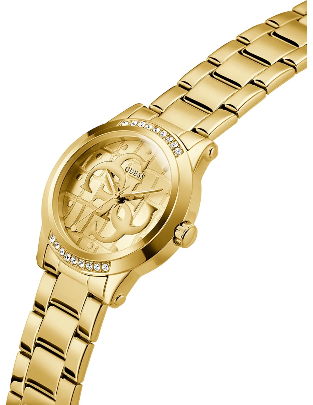 Gros plan sur le cadran or de la Guess GW0861L2
