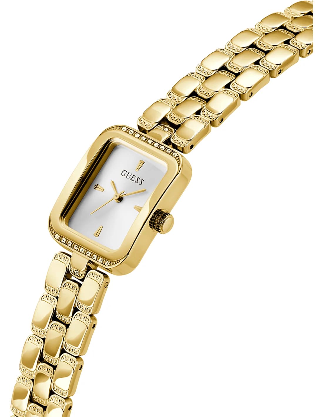 Gros plan sur le cadran argent de la Guess GW0865L2