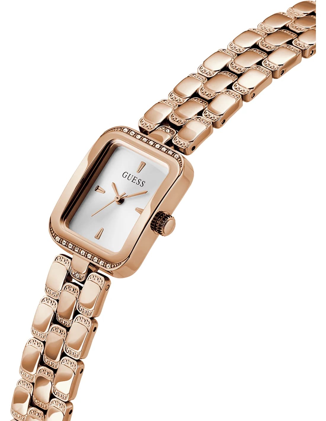 Gros plan sur le cadran argent de la Guess GW0865L3