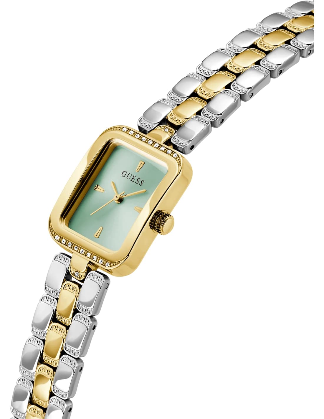 Gros plan sur le cadran vert de la Guess GW0865L4
