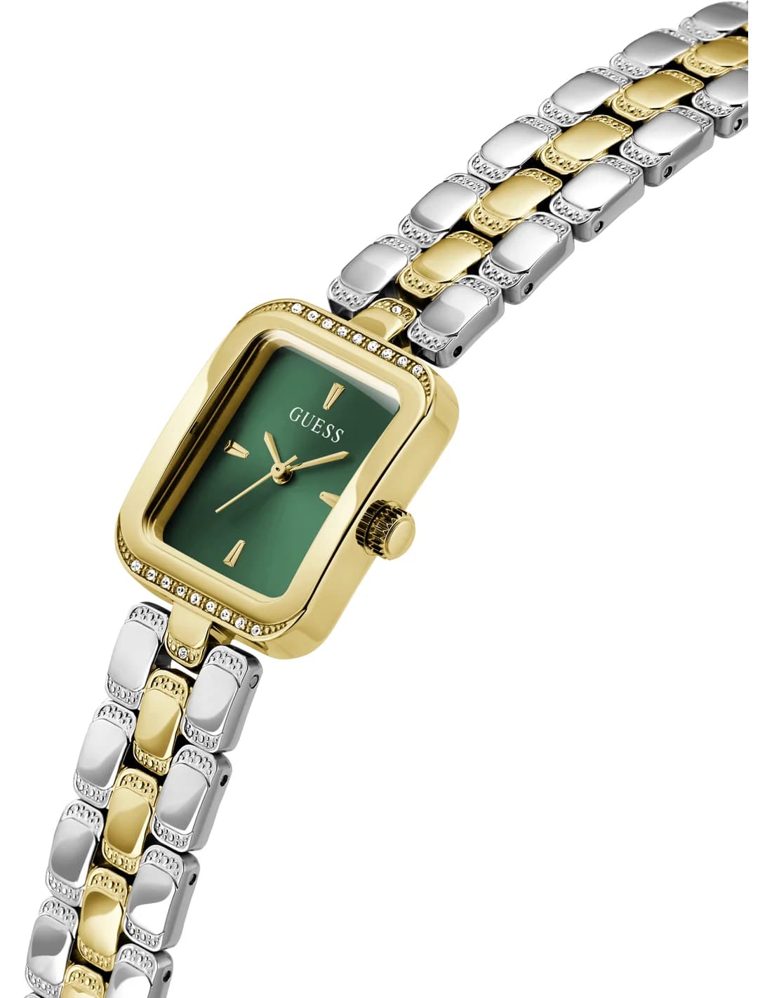 Gros plan sur le cadran vert de la Guess GW0865L6