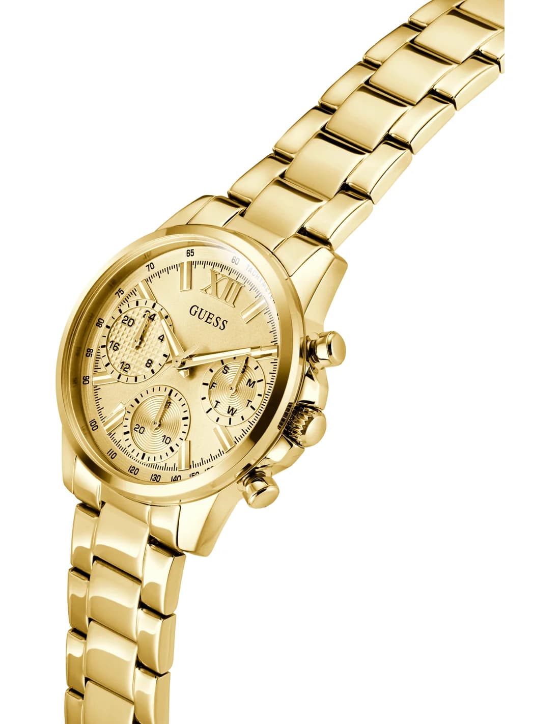 Gros plan sur le cadran or de la Guess GW0933L2