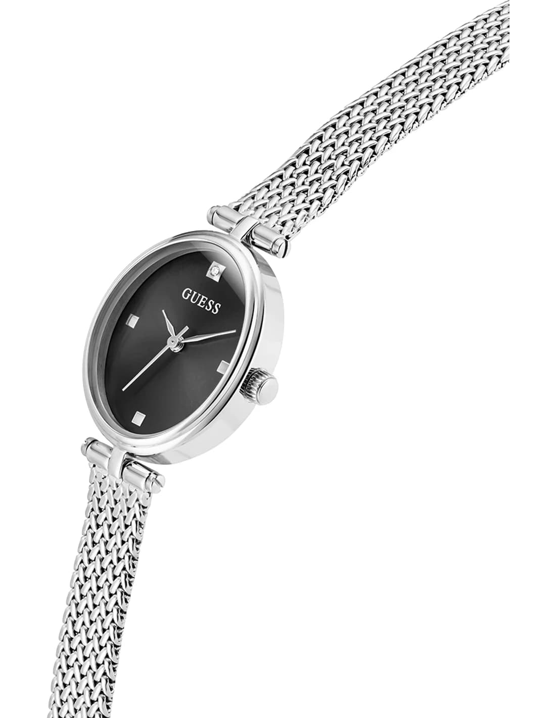 Gros plan sur le cadran noir de la Guess GW0935L1