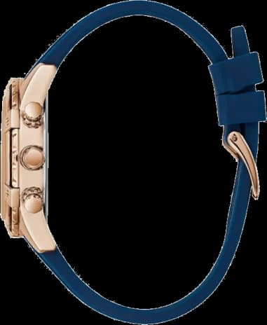 Gros plan sur le cadran bleu de la Guess W0562L3