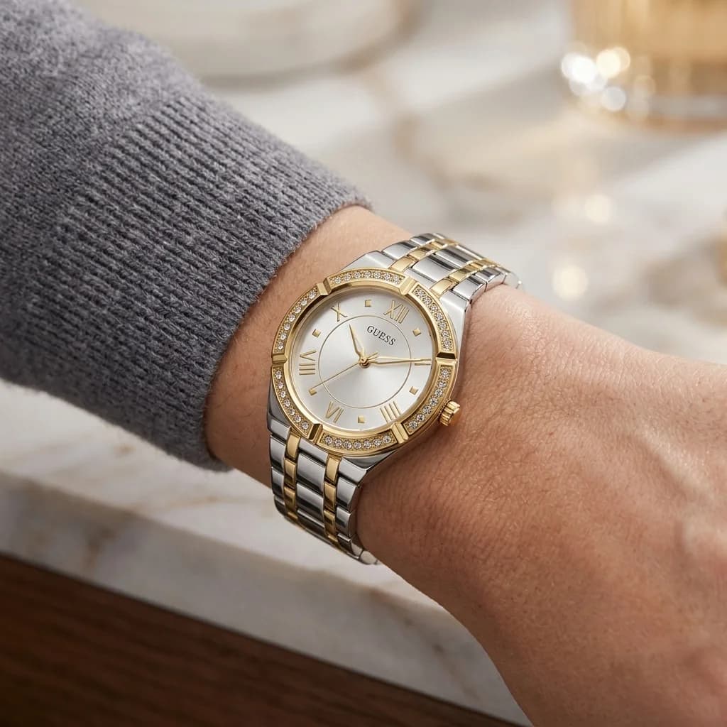 Montre Femme Guess Cosmo GW0033L4 Acier Bicolore et Lunette Strass vue 5