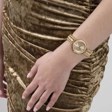 Guess Gala GW0401L2 Gold Bracelet with Rhinestones Women's Watch vue 5