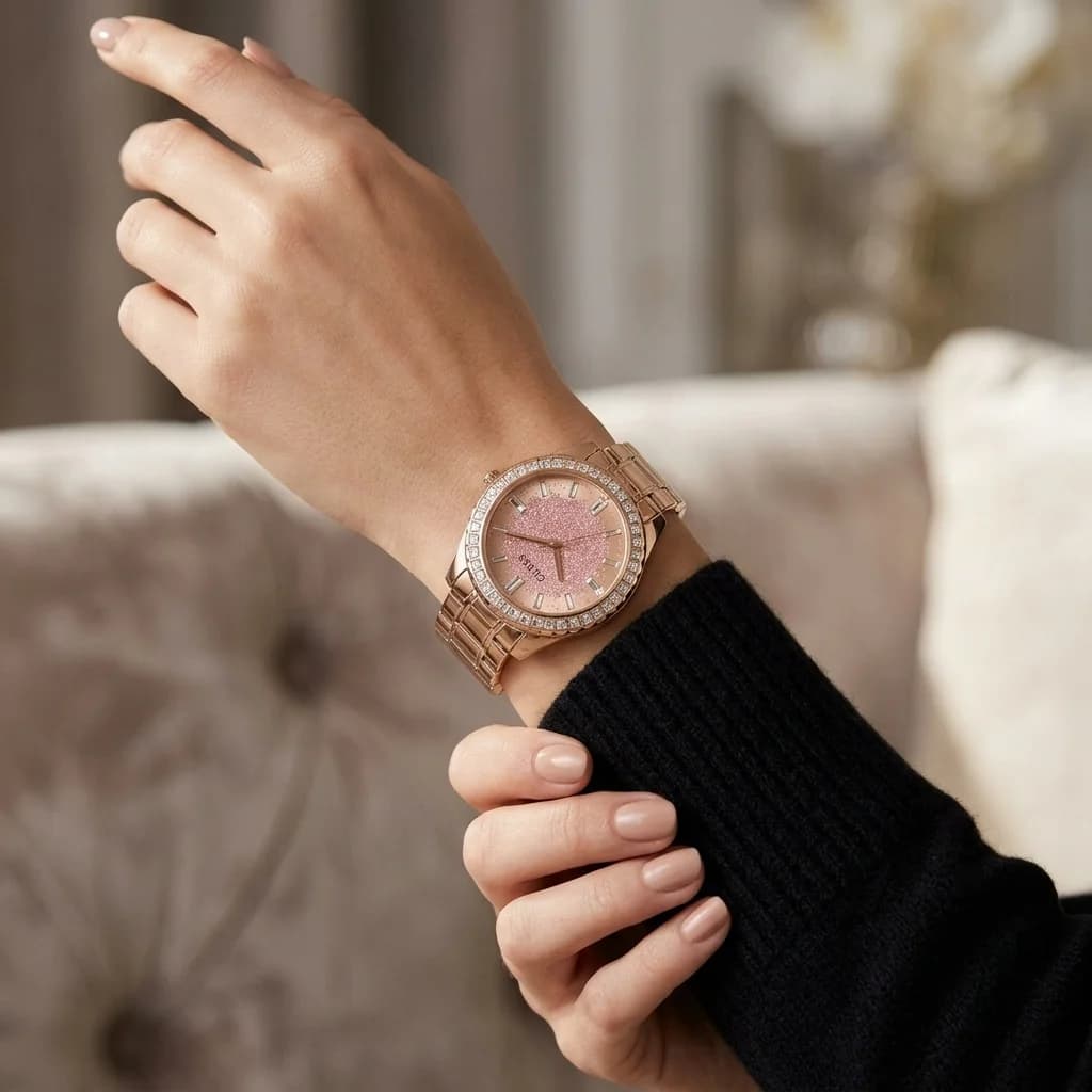 Guess GW0405L3 Glitter Burst Rose Gold and Crystals Women's Watch vue 6