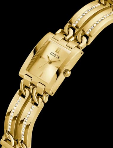 Montre Femme Guess GW0668L2 Boîtier Carré Acier Doré et Cristaux vue 2