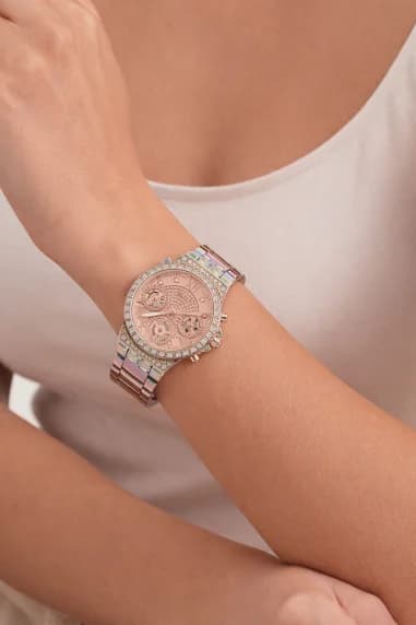 Guess Moonlight GW0320L4 Rainbow Stainless Steel Women's Watch with Rhinestone-Embellished Case vue 4