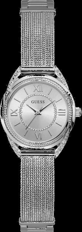 Guess Silver Tone 27mm Case W1084L1 Silver tone Dial Quartz Mesh Bracelet Women’s Watch