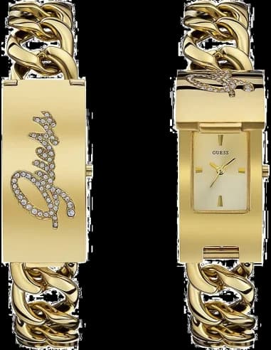 Montre Femme Guess W0321L2 Bracelet grosses mailles dorée cadran dissimulé
