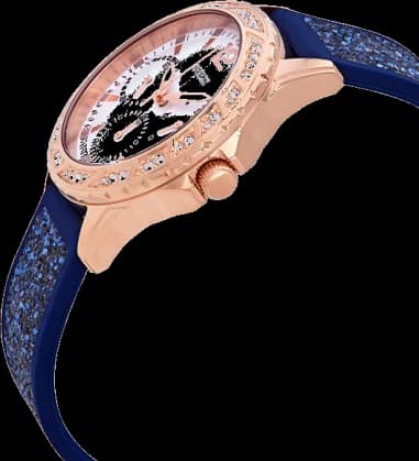 Guess W1096L4 Blue Silicone Strap Stainless Steel Case Women's Watch vue 2