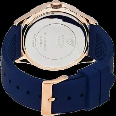 Guess W1096L4 Blue Silicone Strap Stainless Steel Case Women's Watch vue 3