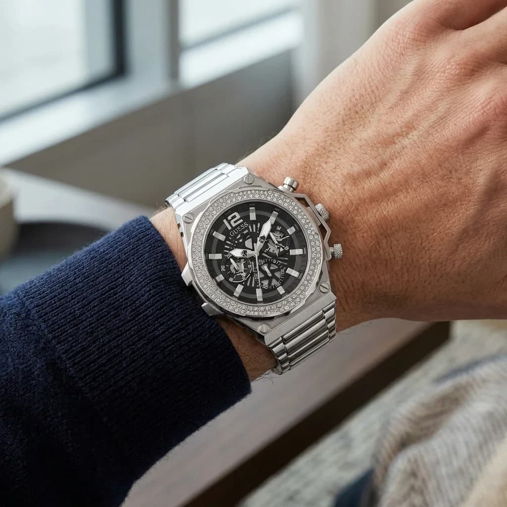 Guess GW0632G1 côté fond de boîtier argent